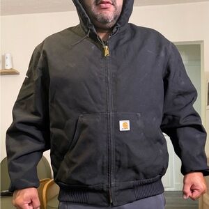 Carhartt Black Bomber Jacket with Ribbed Cuffs